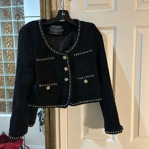 Chanel style black tweeted jacket, size M
